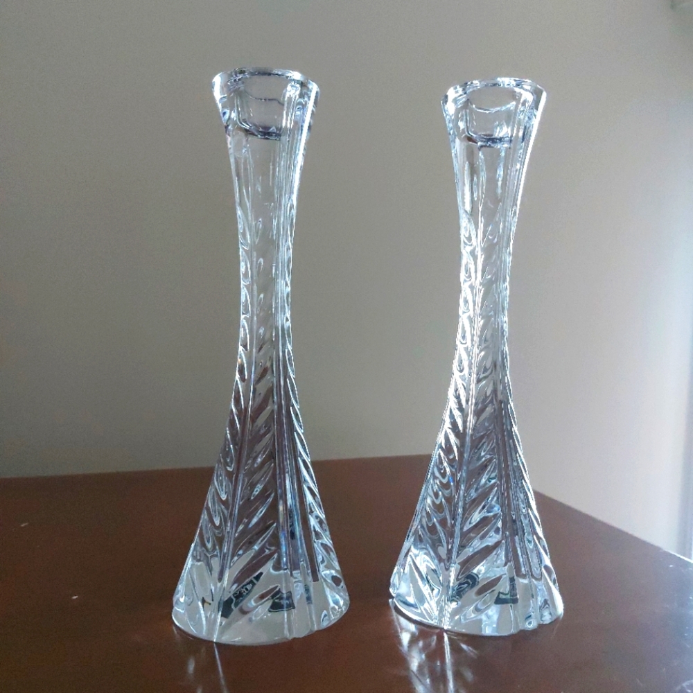 MIKASA Brand New Pair Crystal Candlesticks